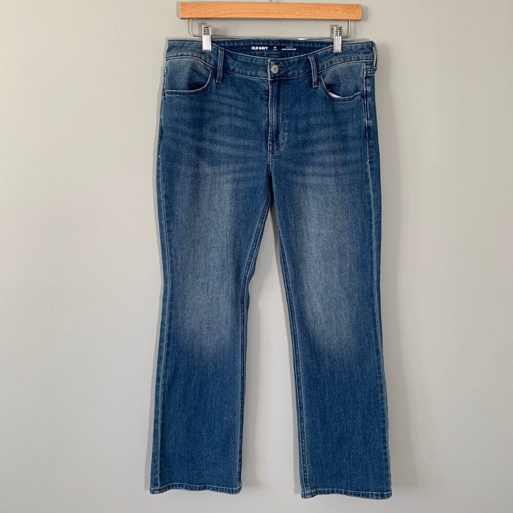 Old Navy Wow Boot-Cut Jeans Womens 10 Short Mid-Rise Medium Wash Blue Denim